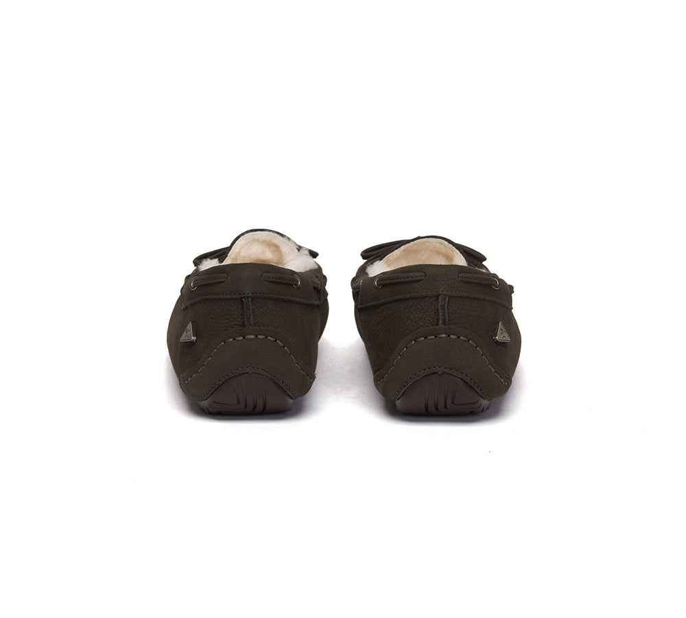UGG Slippers Women Sheepskin Wool Bow Moccasins Pommie