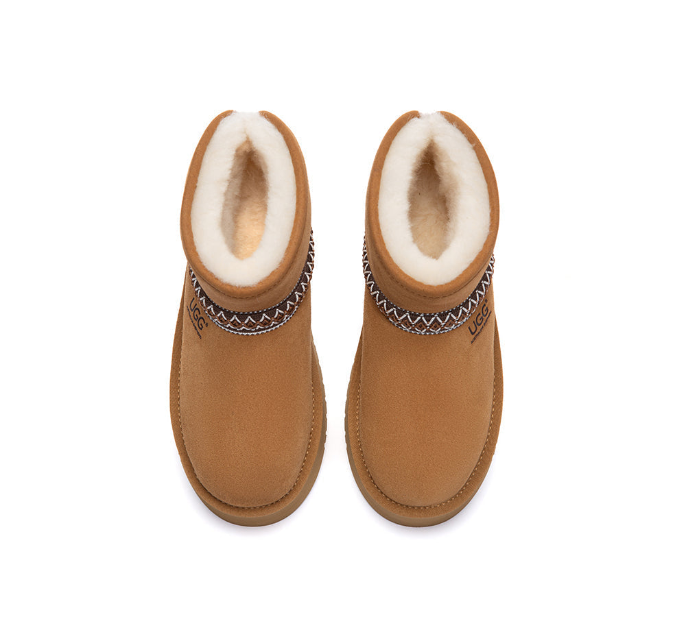UGG Boots Sheepskin Wool Ankle Knitted Platform Fayle