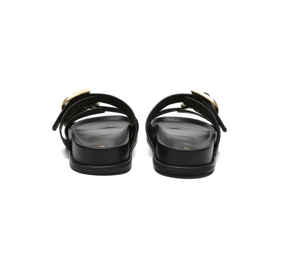 Women Double Adjustable Strap Buckle Flat Sandals Mounish
