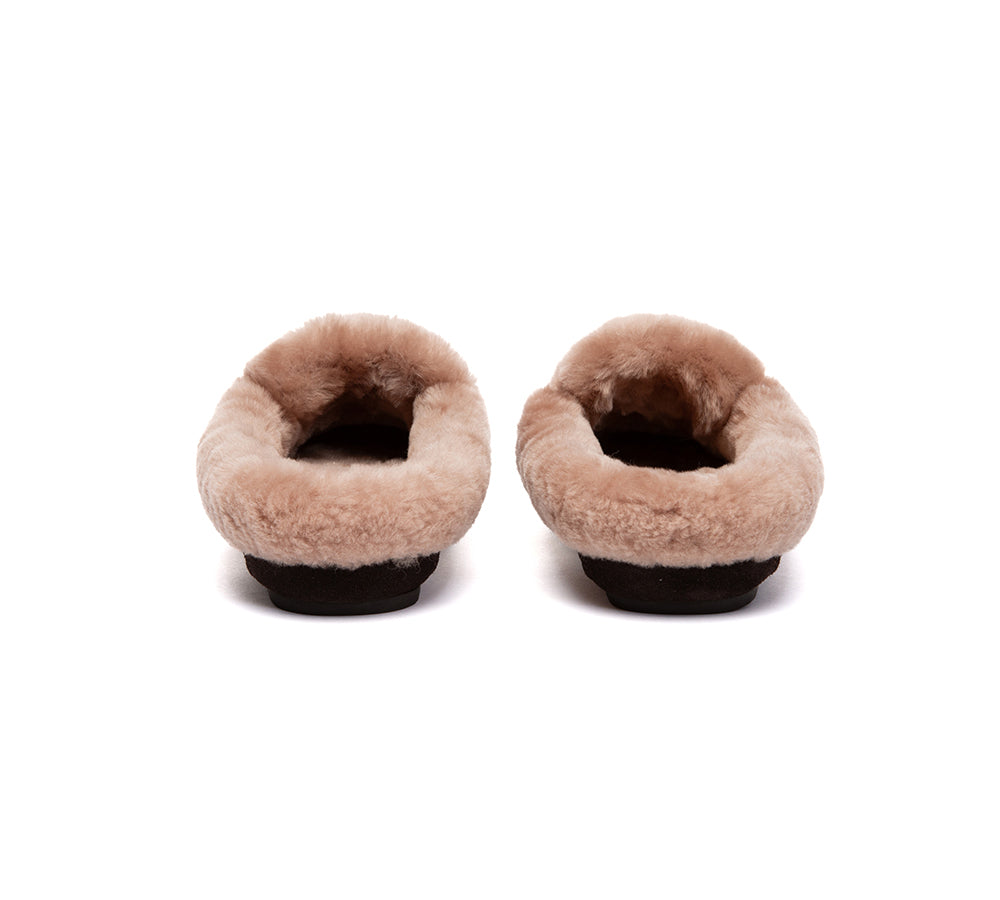 UGG Slippers Sheepskin Wool Trim Mule Noelle