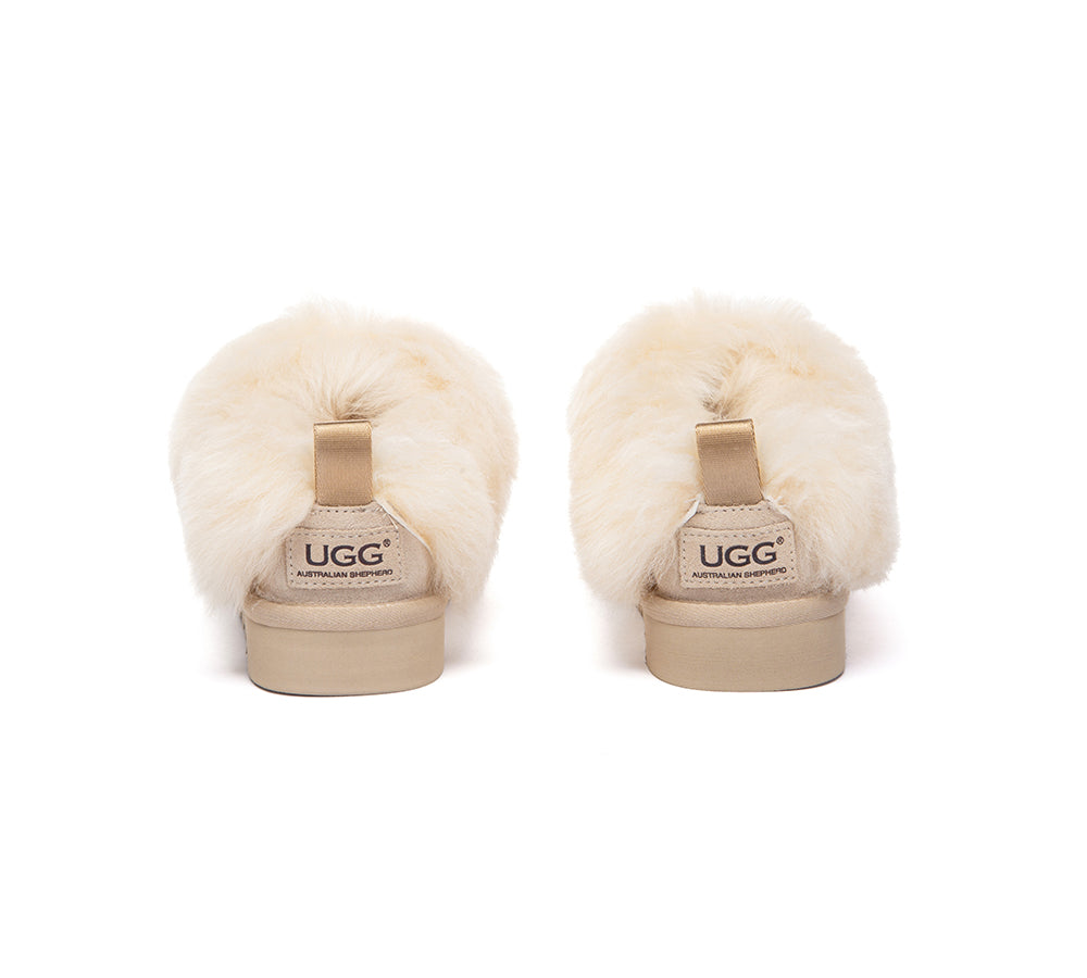 UGG Slippers Sheepskin Wool Collar Ankle Mianee