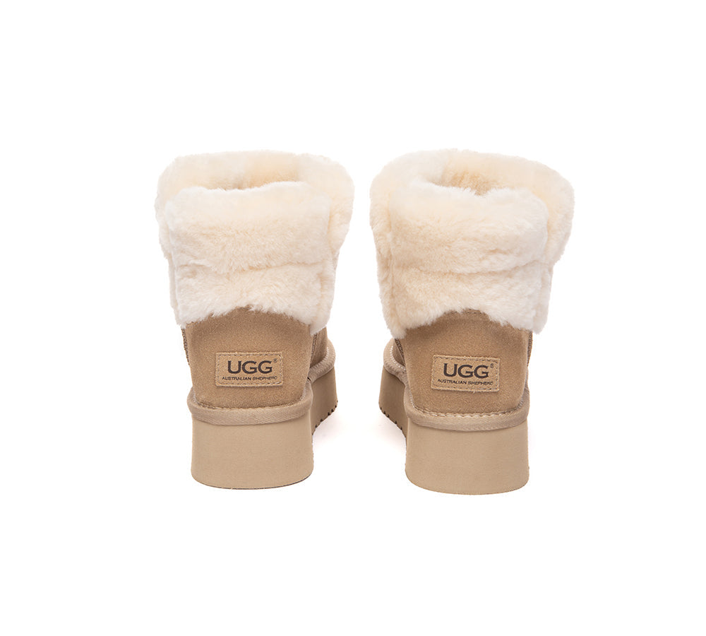 UGG Boots Sheepskin Wool Shearling Ankle Platform Oatha
