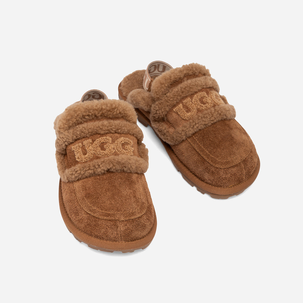 UGG VIOLET HERITAGE SHEARLING SLIPPER ELASTIC LOGO STRAP (DETACHABLE)