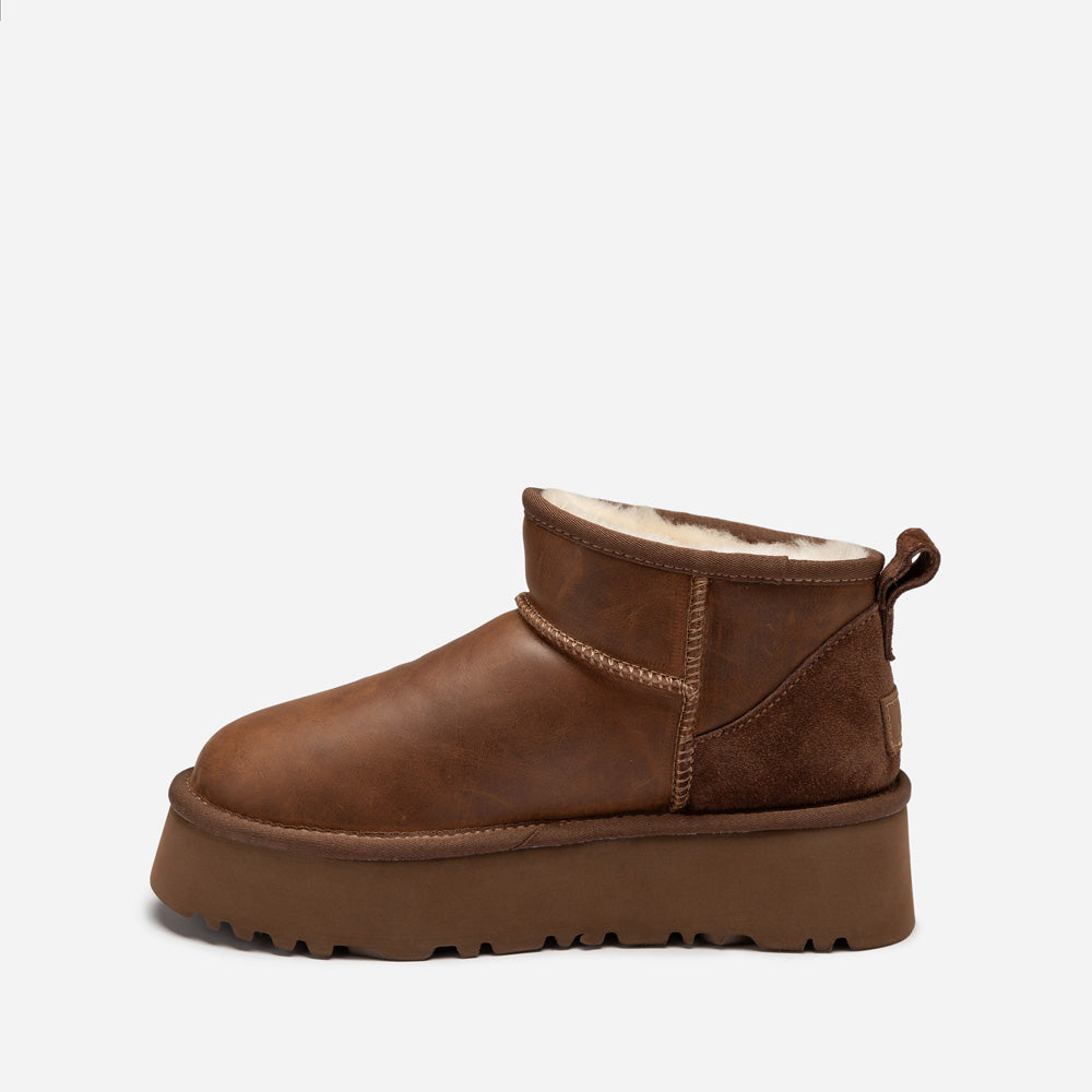 Ugg Classic Platform Ultra Mini Boot (Oiled Leather) (4.5cm)