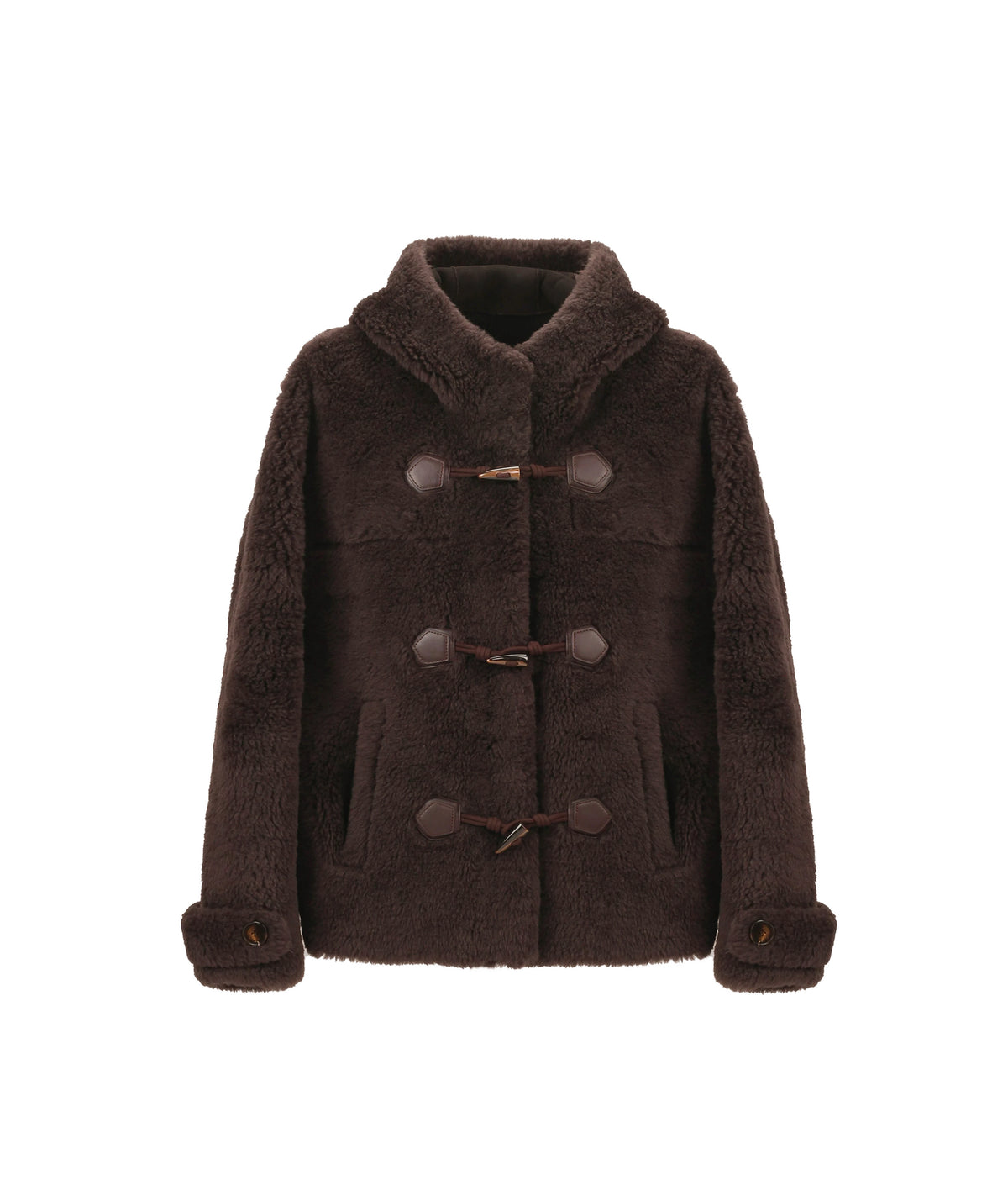 OZLANA Hooded Duffle Reversible Shearling Coat