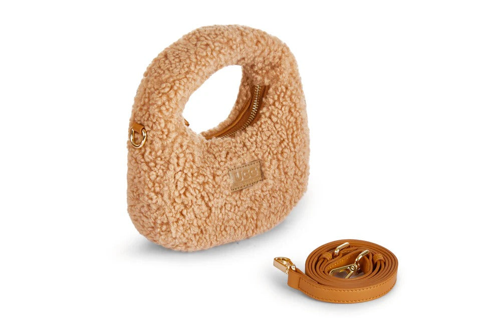 Women Fluffy Wool Adjustable Strap Over Shoulder Claro Bag
