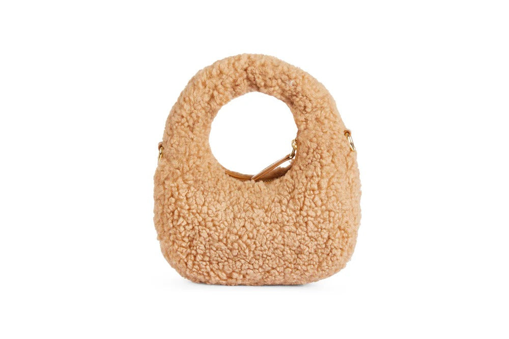 Women Fluffy Wool Adjustable Strap Over Shoulder Claro Bag