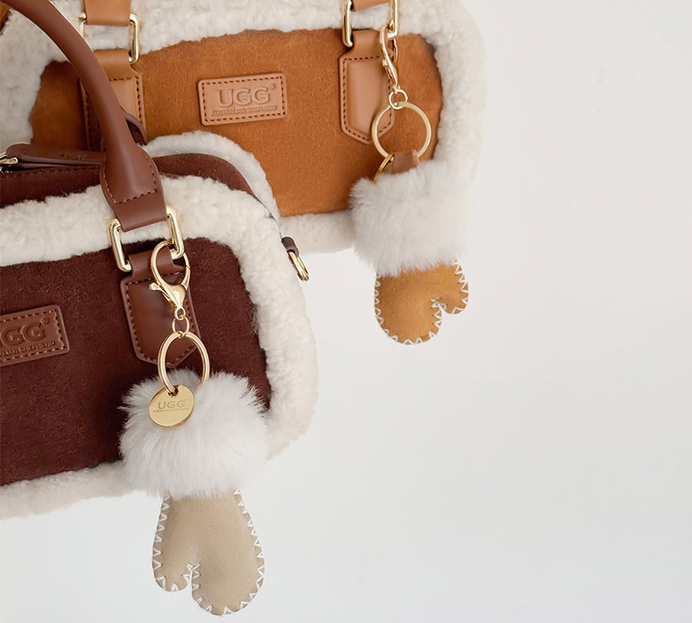 UGG Glove Fluffy Sheepskin Wool Keyring