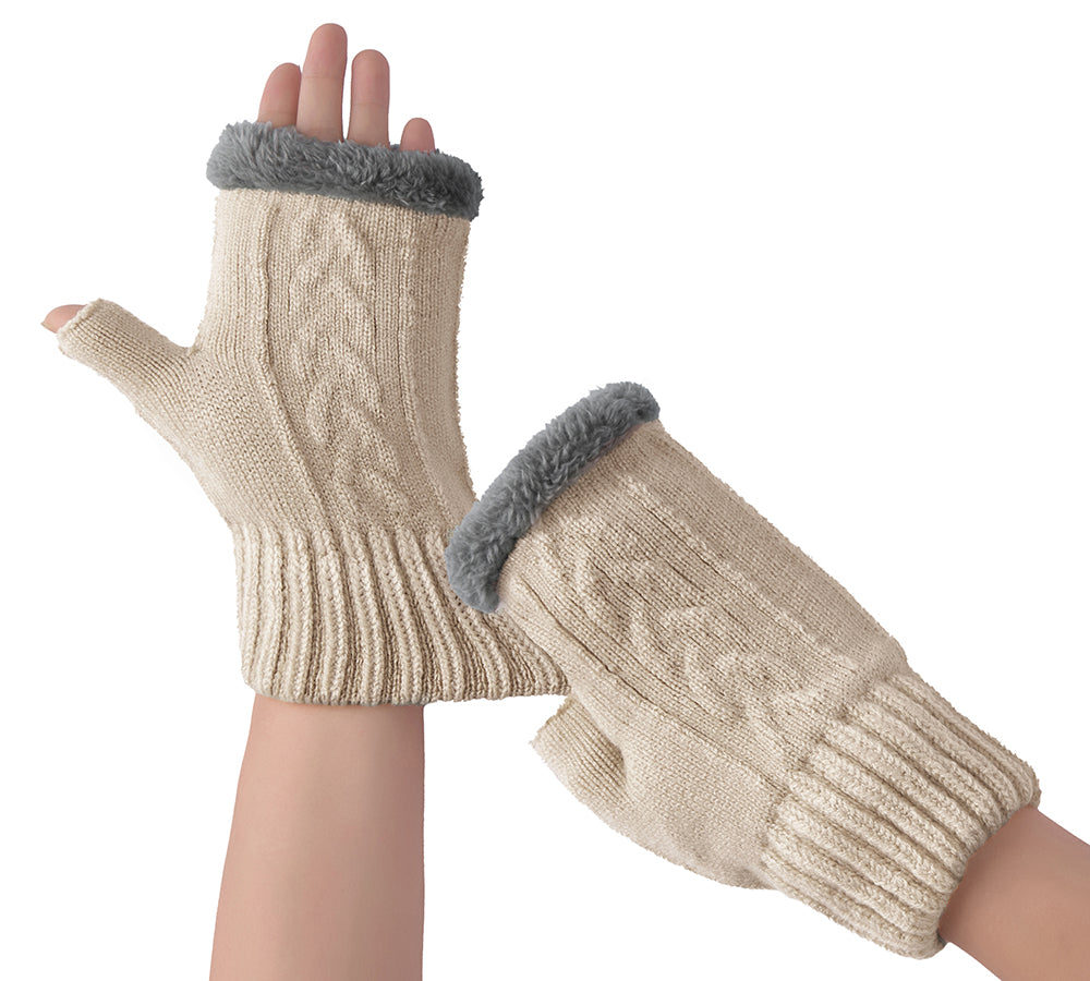 Fingerless Ultra Plush Knit Gloves