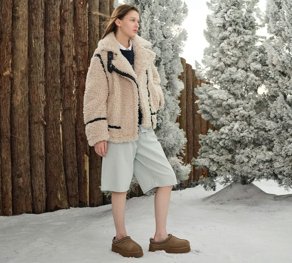 UGG Slippers Sheepskin Wool Ankle Platform Tazzy Tay