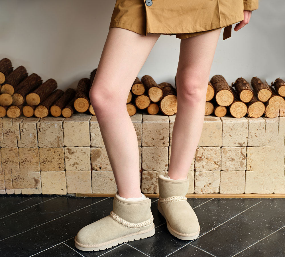 UGG Boots Sheepskin Wool Ankle Knitted Fayle