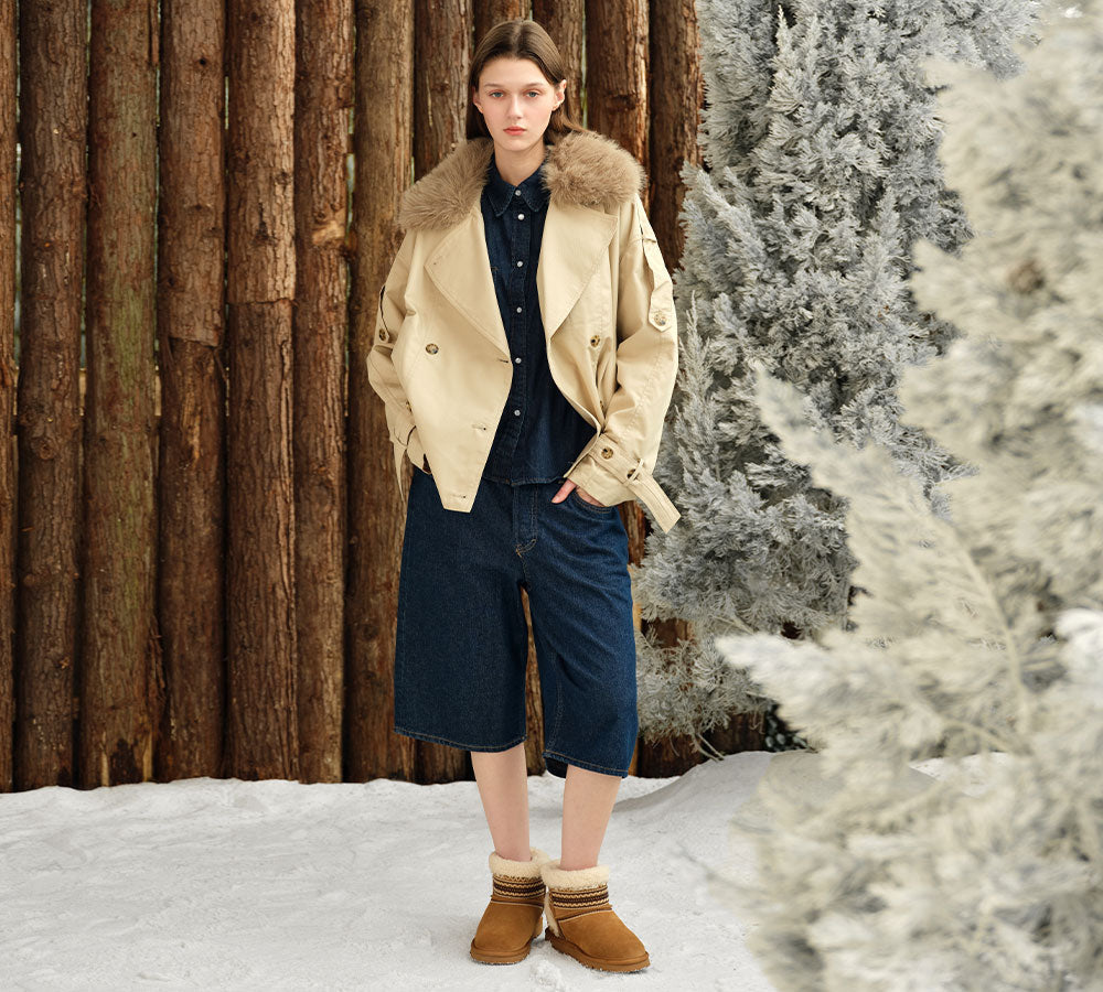 UGG Boots Sheepskin Wool Shearling Knitted Mini Ferlat