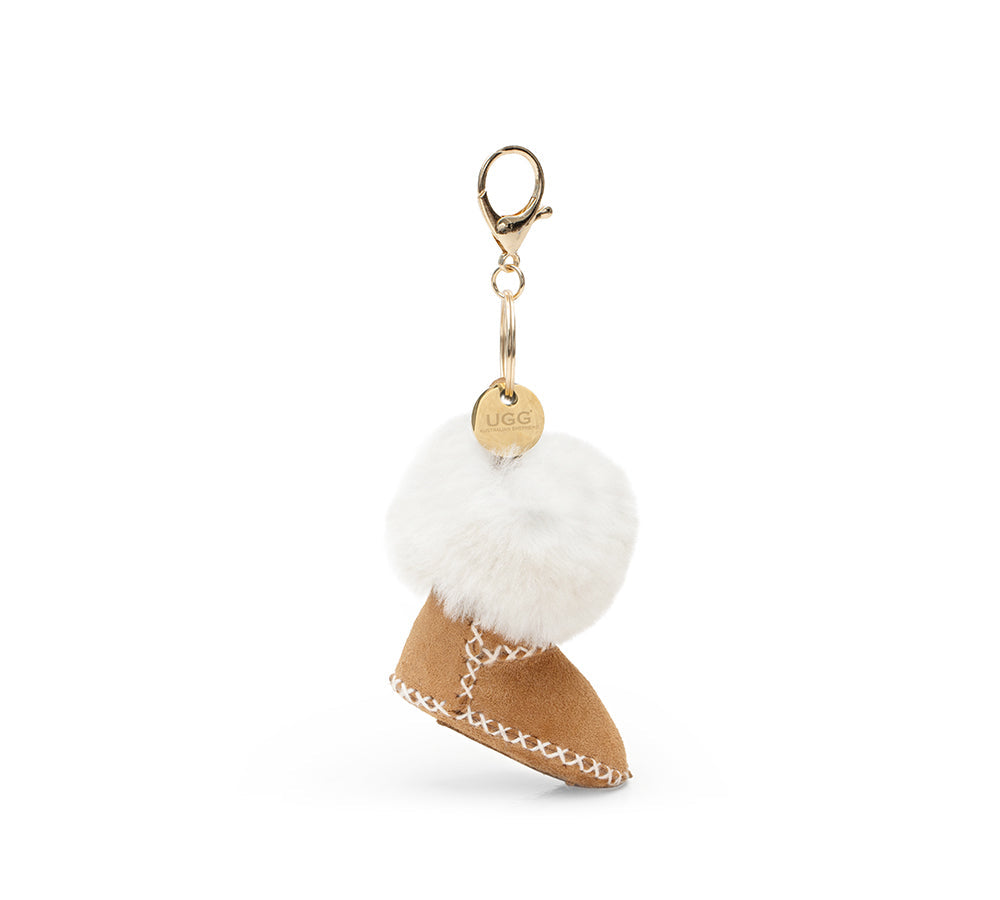 UGG Boot Fluffy Sheepskin Wool Keyring Boris