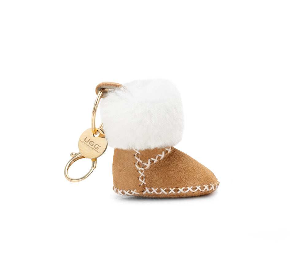 UGG Boot Fluffy Sheepskin Wool Keyring Boris