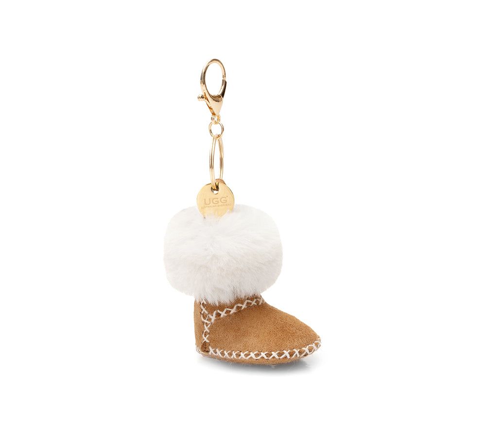 UGG Boot Fluffy Sheepskin Wool Keyring Boris