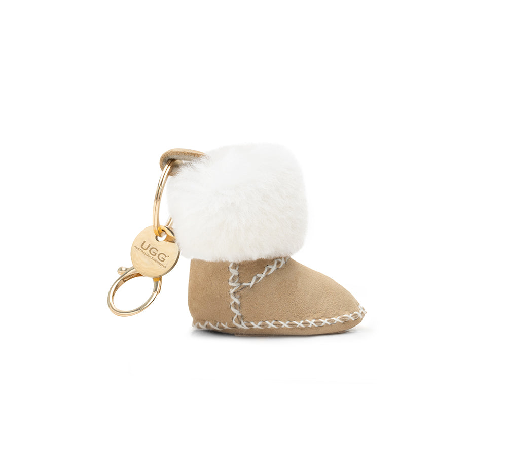 UGG Boot Fluffy Sheepskin Wool Keyring Boris