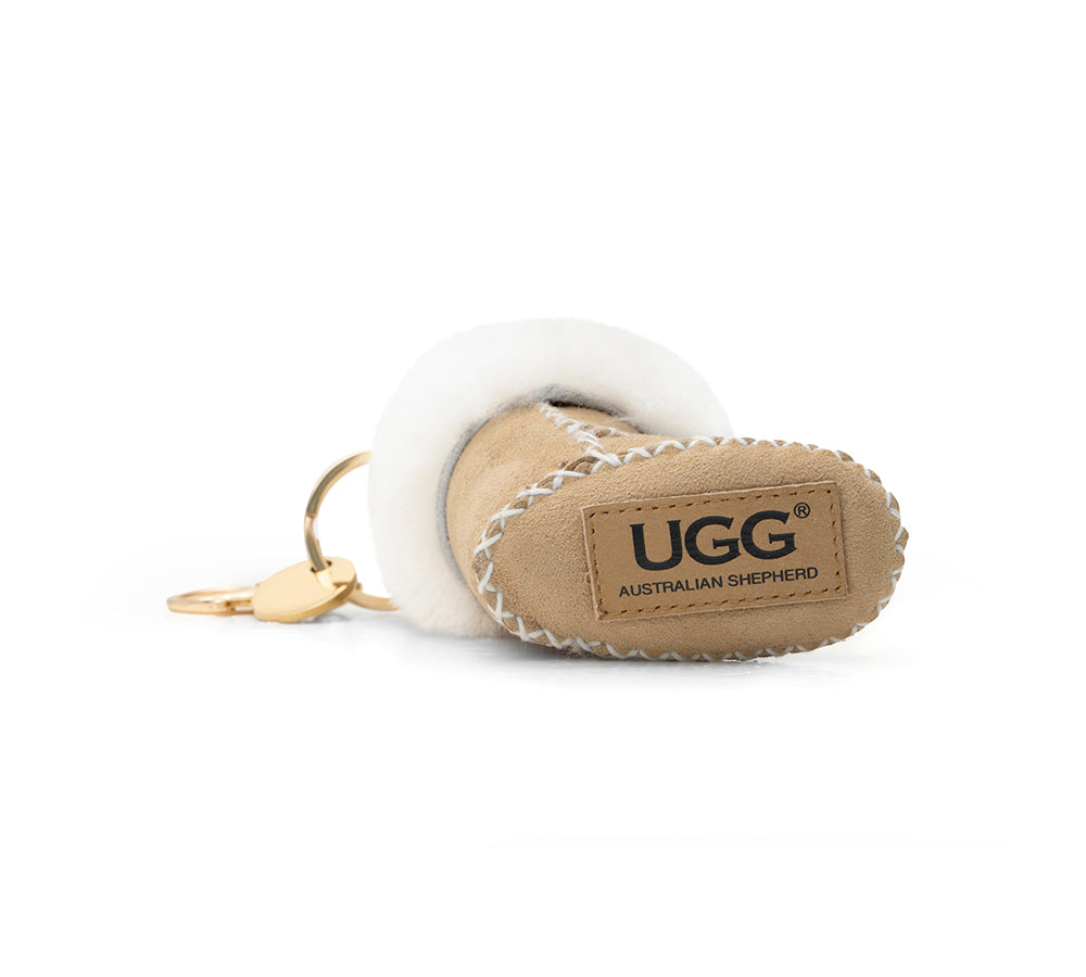 UGG Boot Fluffy Sheepskin Wool Keyring Boris