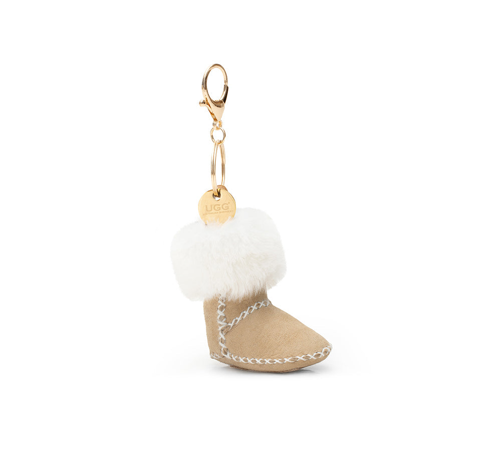 UGG Boot Fluffy Sheepskin Wool Keyring Boris