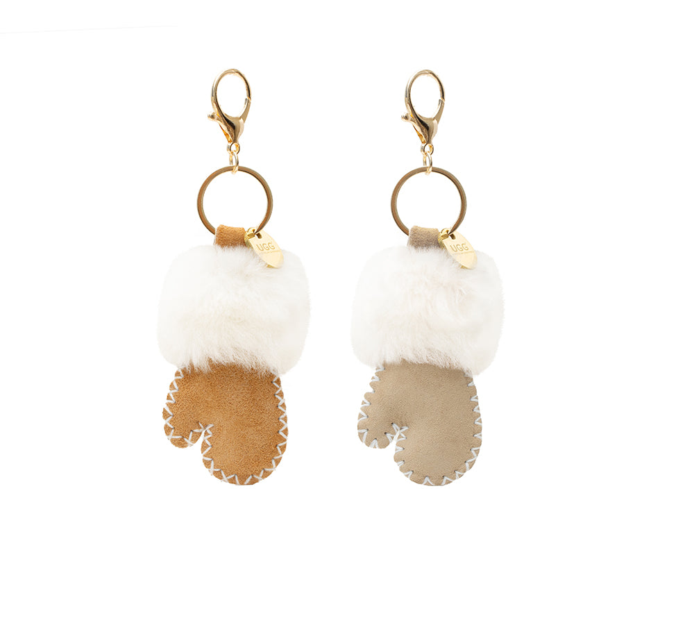 UGG Glove Fluffy Sheepskin Wool Keyring