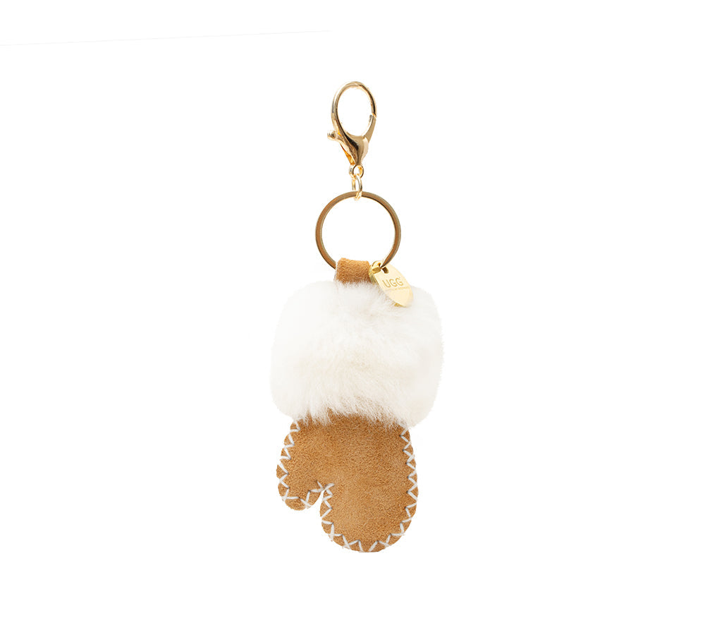 UGG Glove Fluffy Sheepskin Wool Keyring