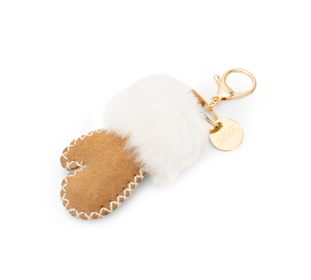 UGG Glove Fluffy Sheepskin Wool Keyring
