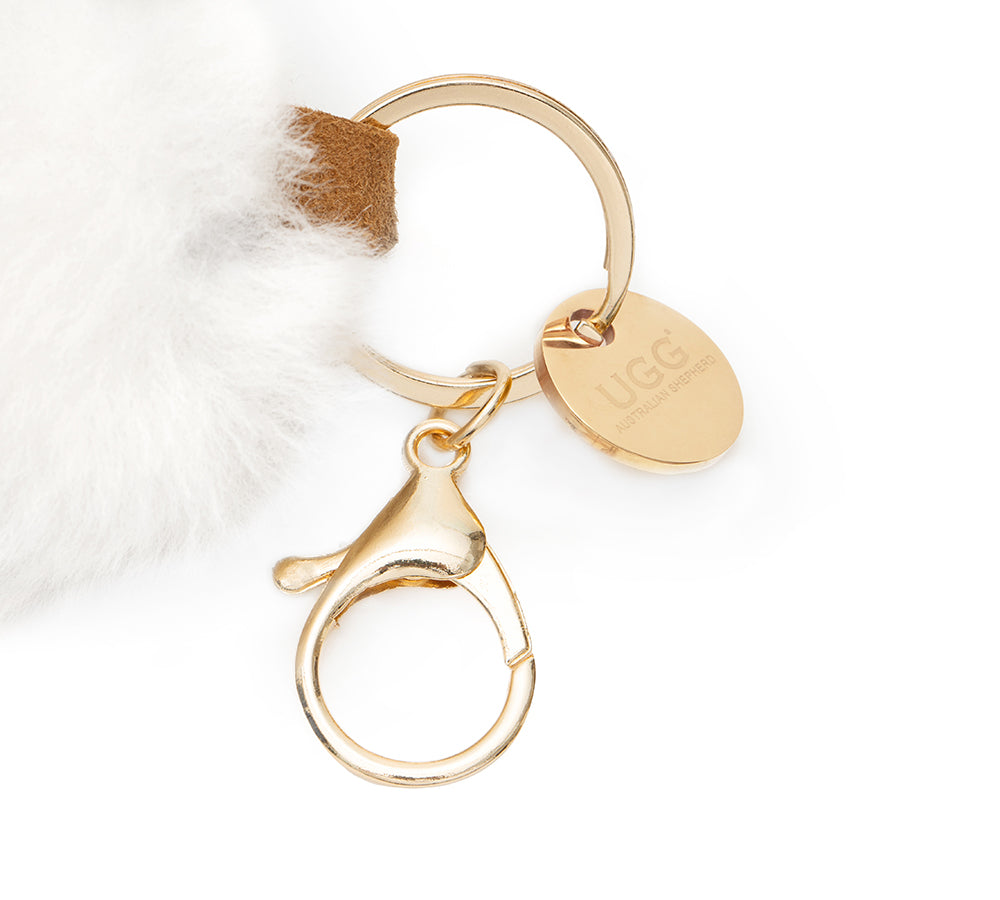 UGG Boot Fluffy Sheepskin Wool Keyring Boris