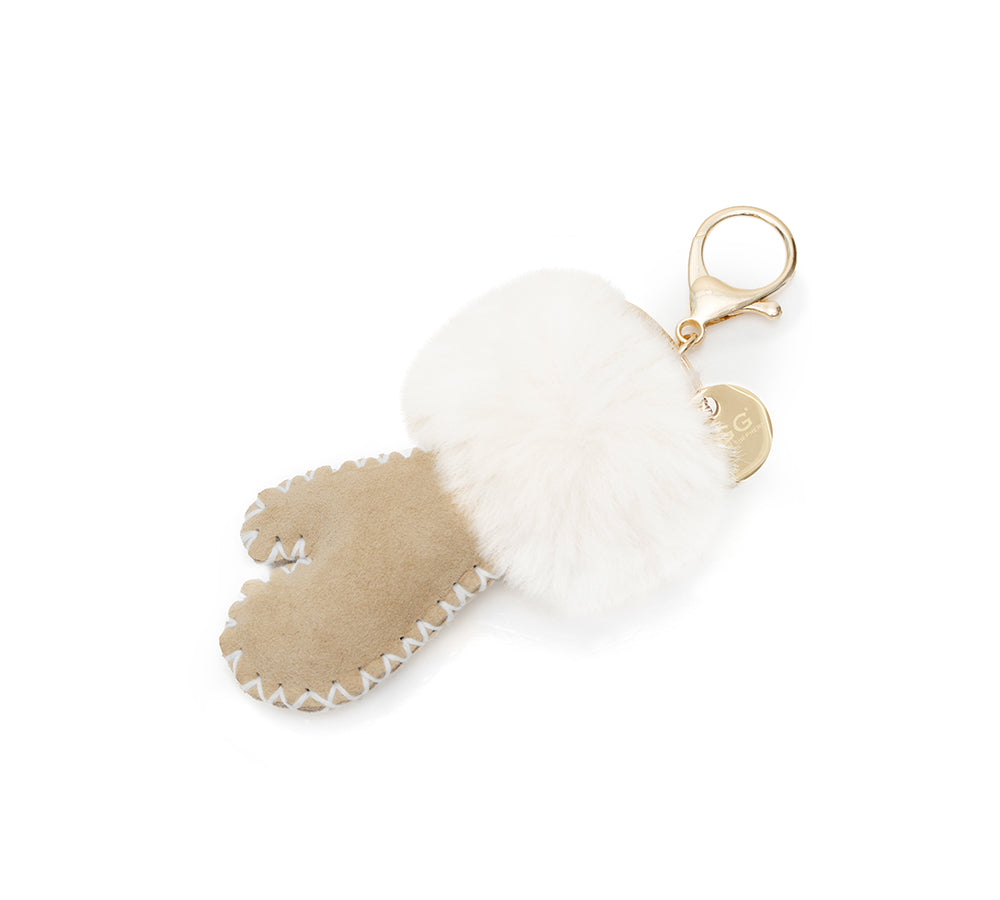 UGG Glove Fluffy Sheepskin Wool Keyring