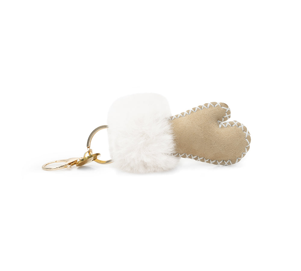 UGG Glove Fluffy Sheepskin Wool Keyring