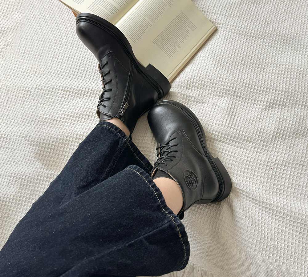 Women Leather Lace Up Ankle Boots Gabriela