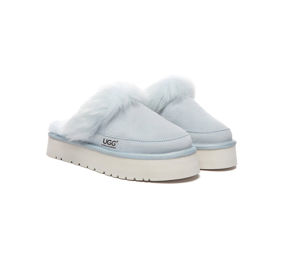 UGG Slippers Sheepskin Wool Platform Moress