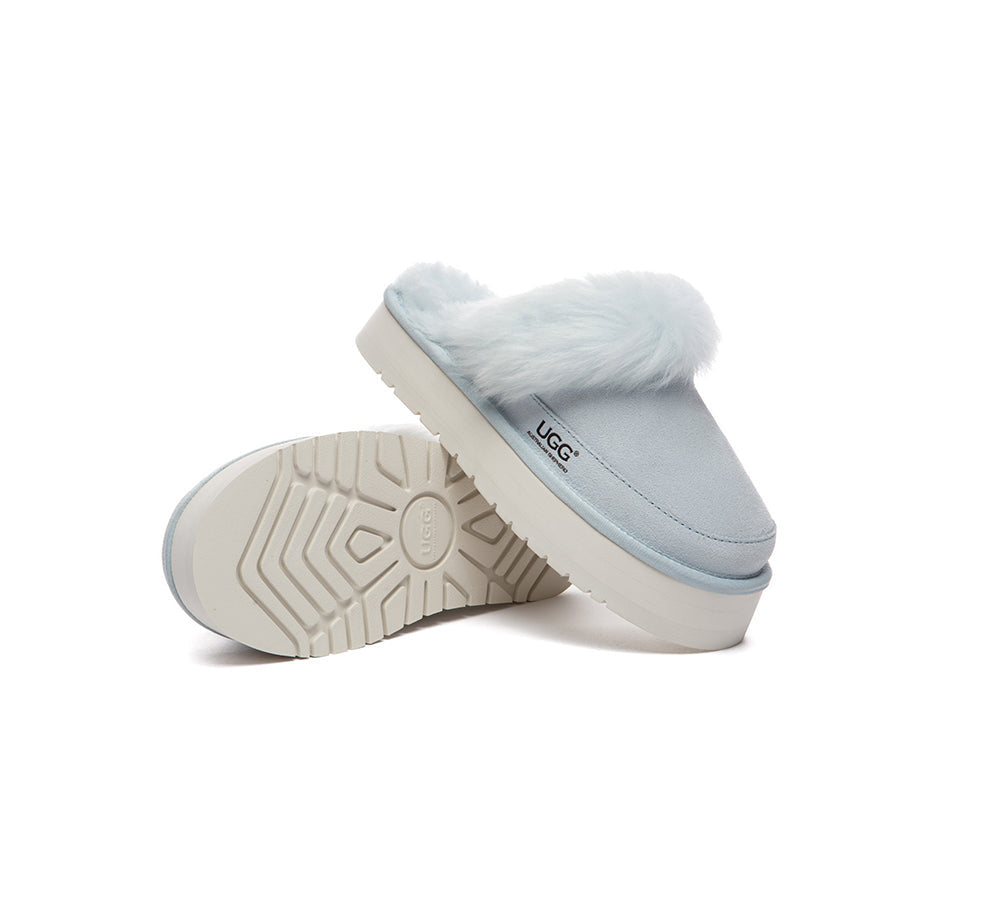 UGG Slippers Sheepskin Wool Platform Moress