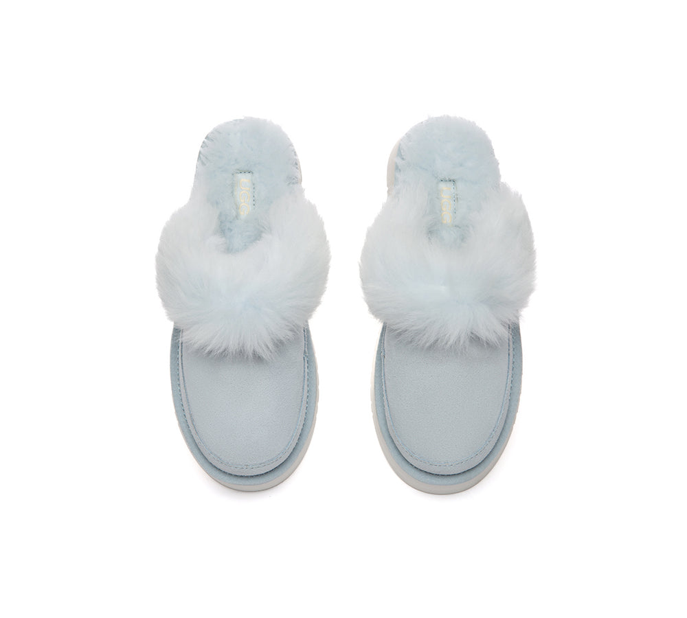 UGG Slippers Sheepskin Wool Platform Moress
