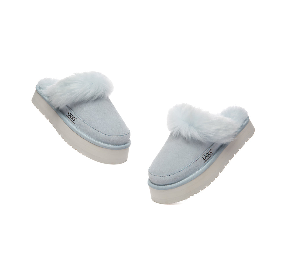 UGG Slippers Sheepskin Wool Platform Moress