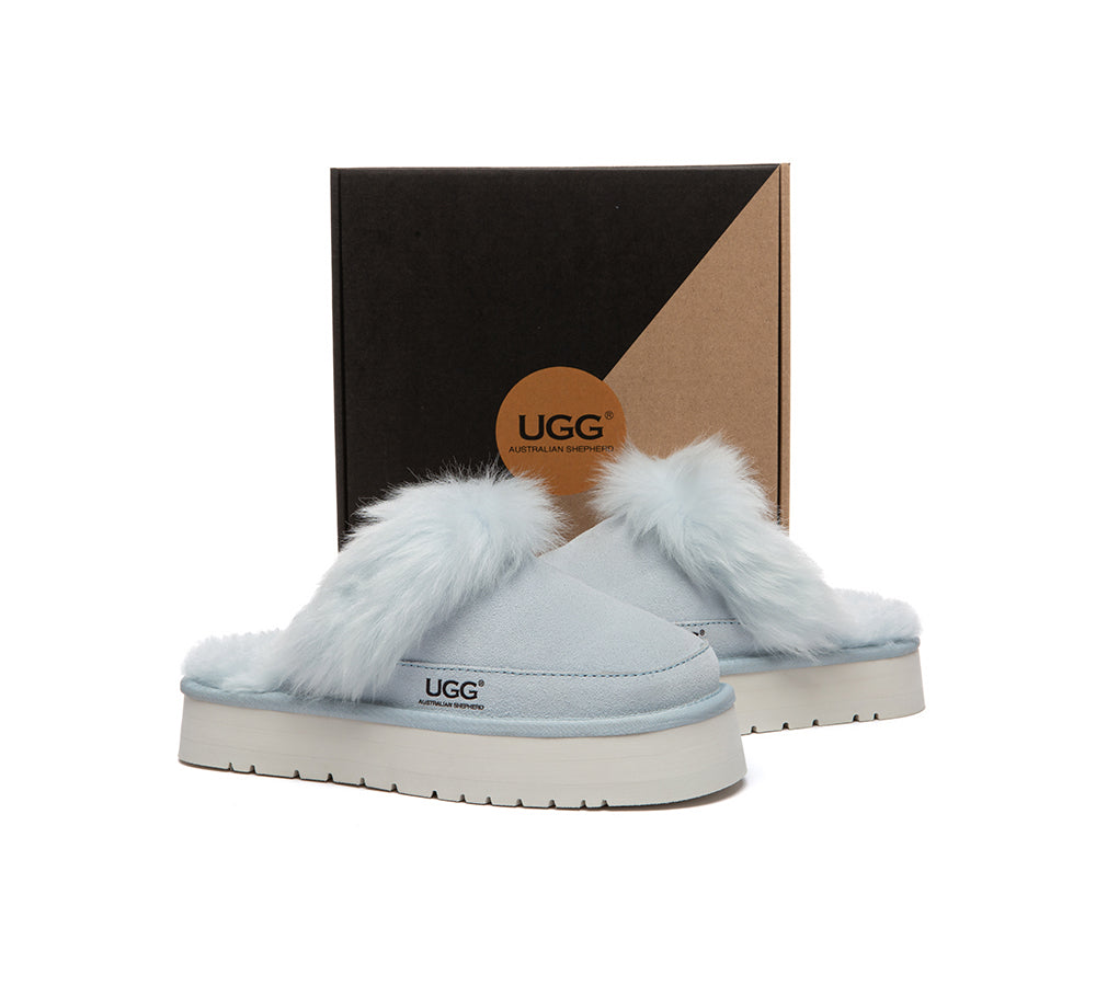 UGG Slippers Sheepskin Wool Platform Moress