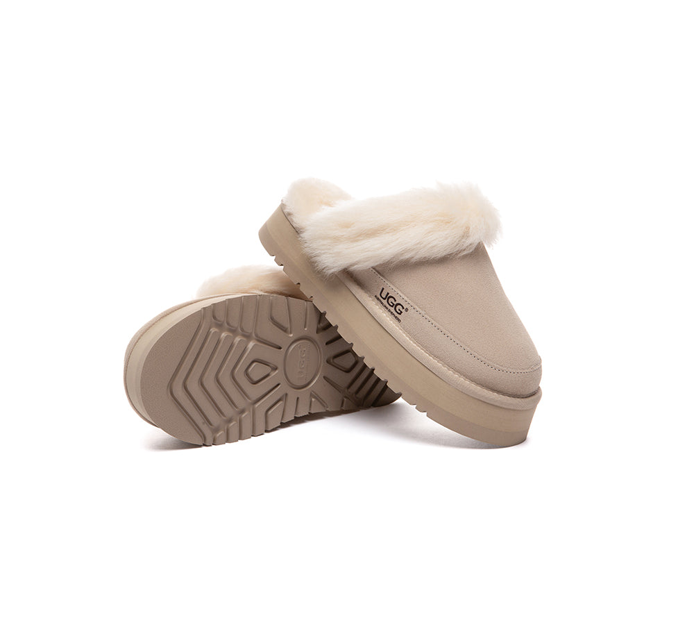 UGG Slippers Sheepskin Wool Platform Moress