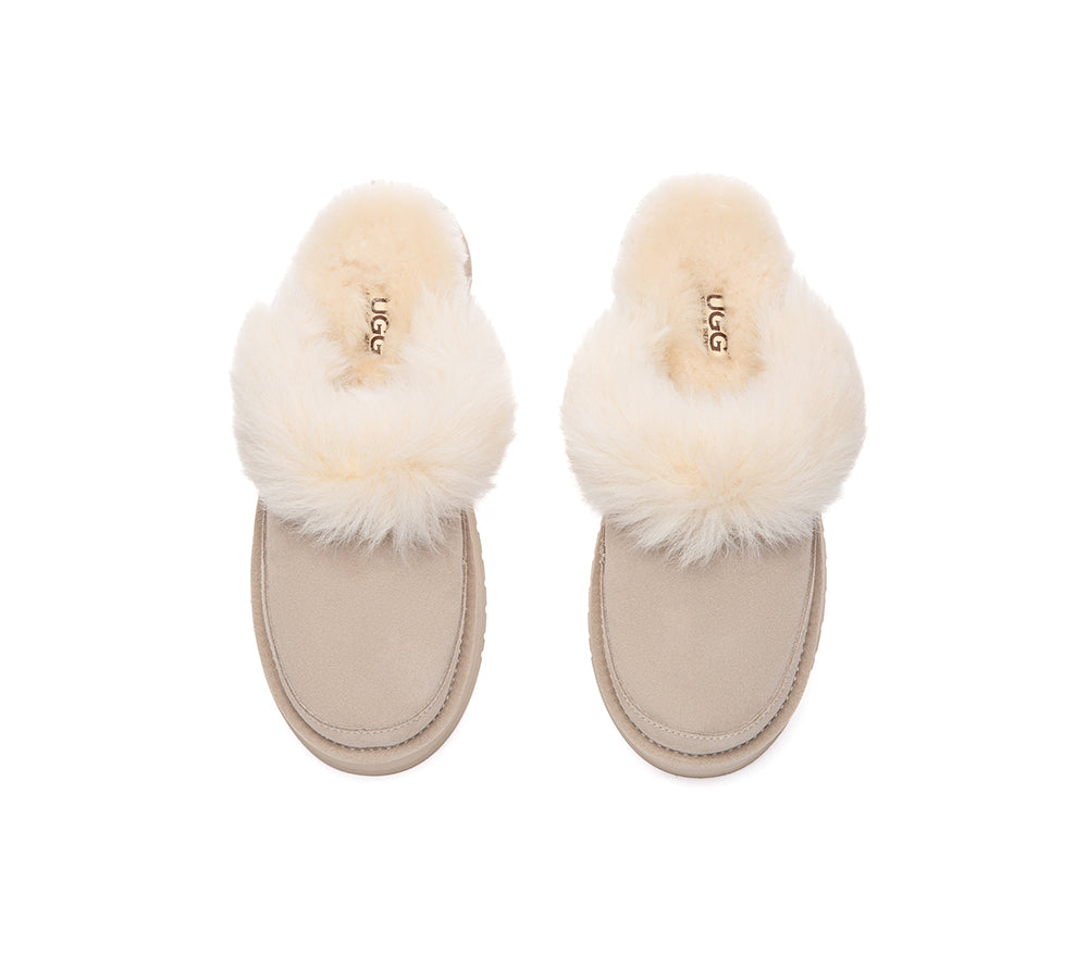 UGG Slippers Sheepskin Wool Platform Moress
