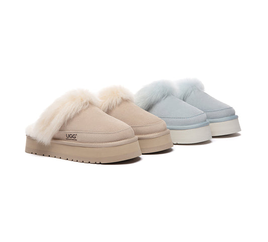 UGG Slippers Sheepskin Wool Platform Moress