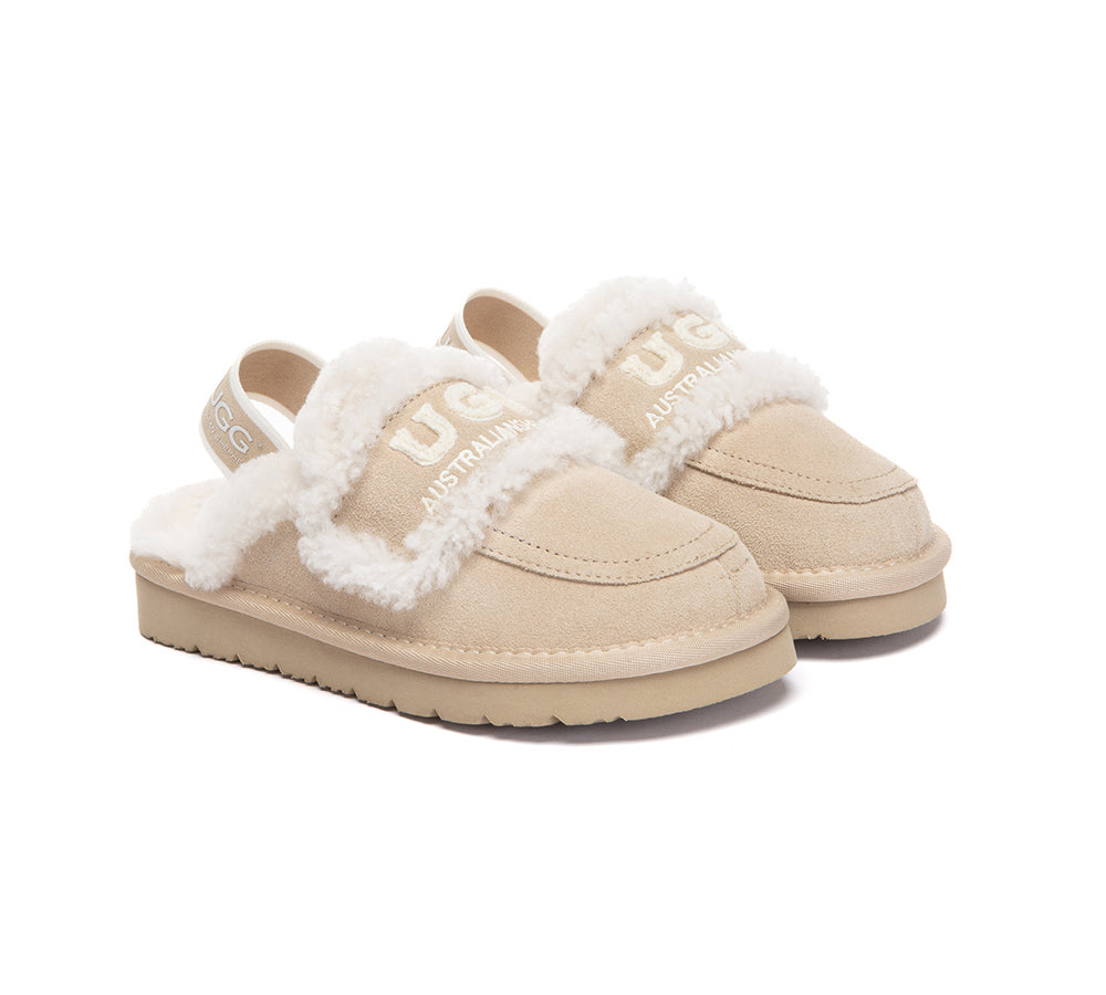 UGG Slippers Kids Sheepskin Wool Slingback Rilee