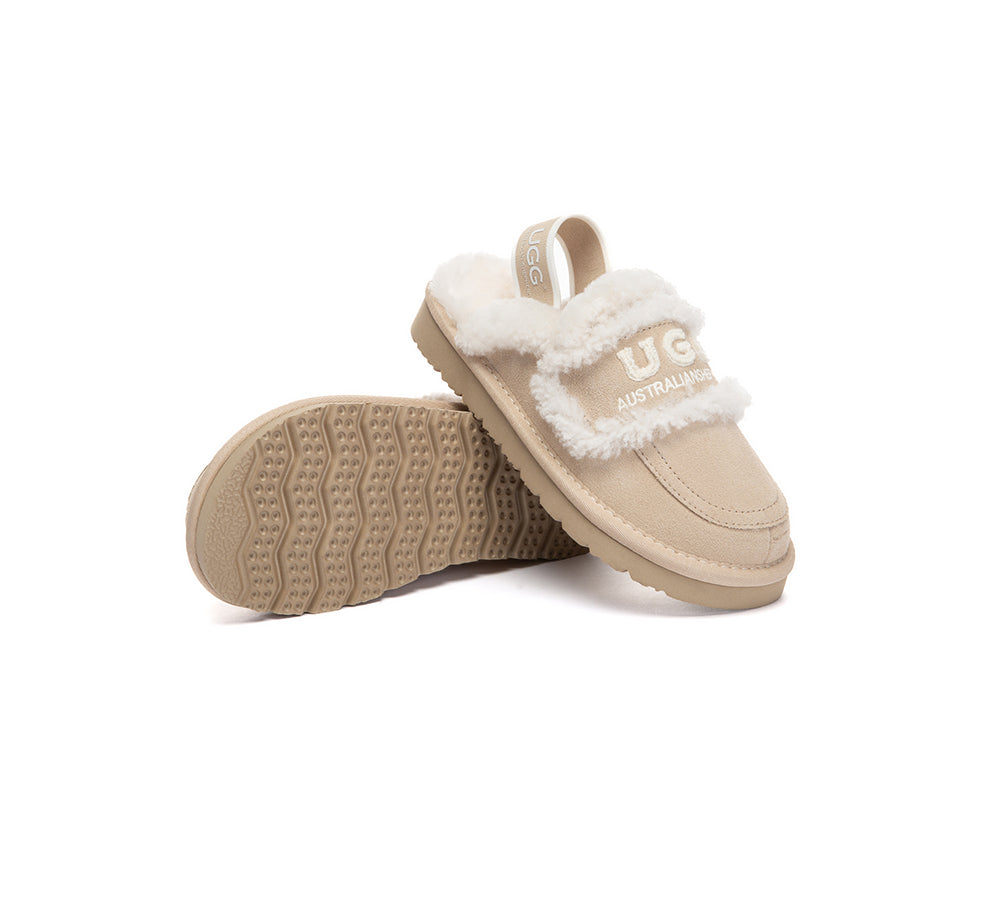 UGG Slippers Kids Sheepskin Wool Slingback Rilee