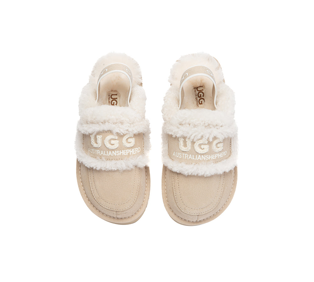 UGG Slippers Kids Sheepskin Wool Slingback Rilee