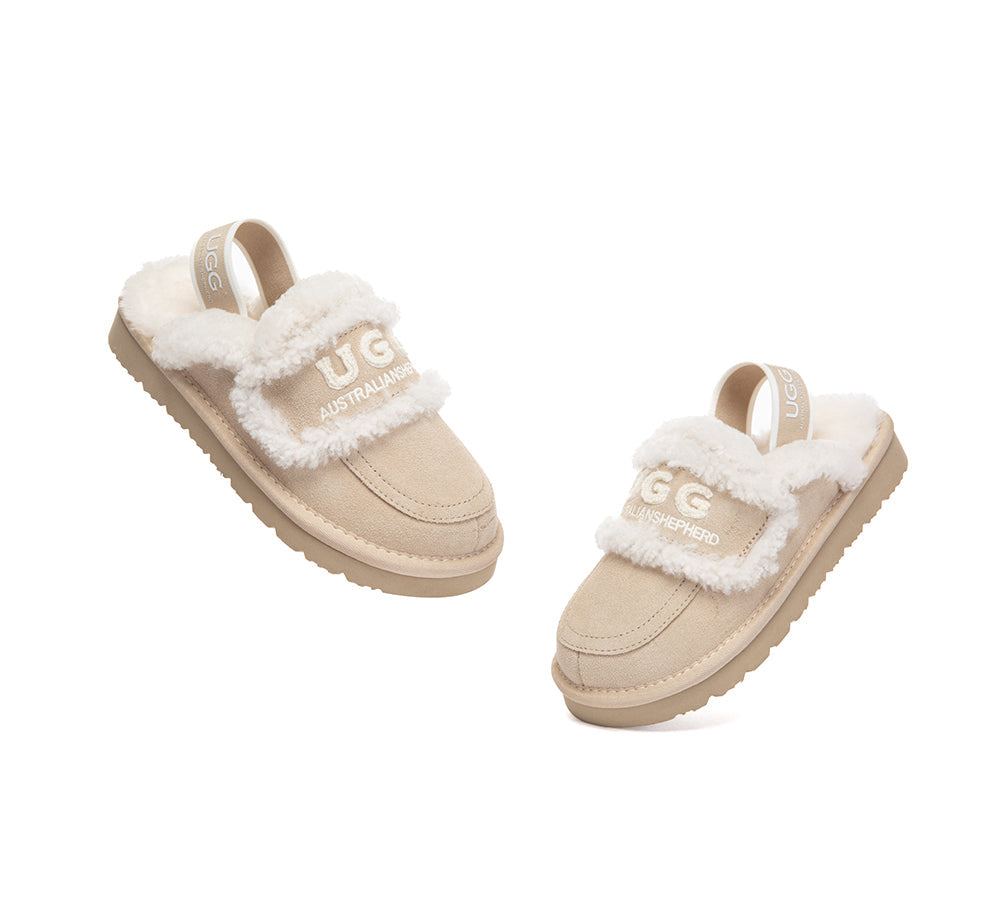 UGG Slippers Kids Sheepskin Wool Slingback Rilee