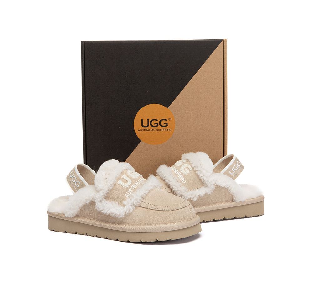 UGG Slippers Kids Sheepskin Wool Slingback Rilee