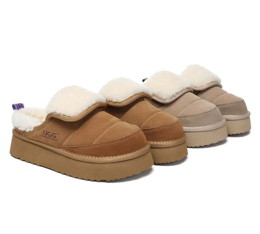 UGG Slippers Sheepskin Wool Platform Theia