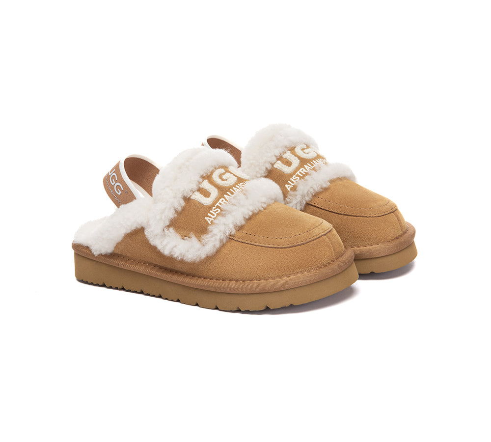 UGG Slippers Kids Sheepskin Wool Slingback Rilee