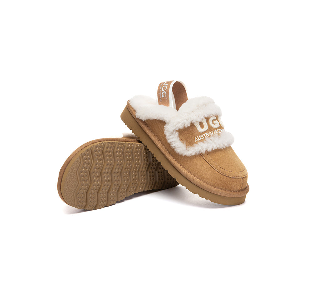 UGG Slippers Kids Sheepskin Wool Slingback Rilee