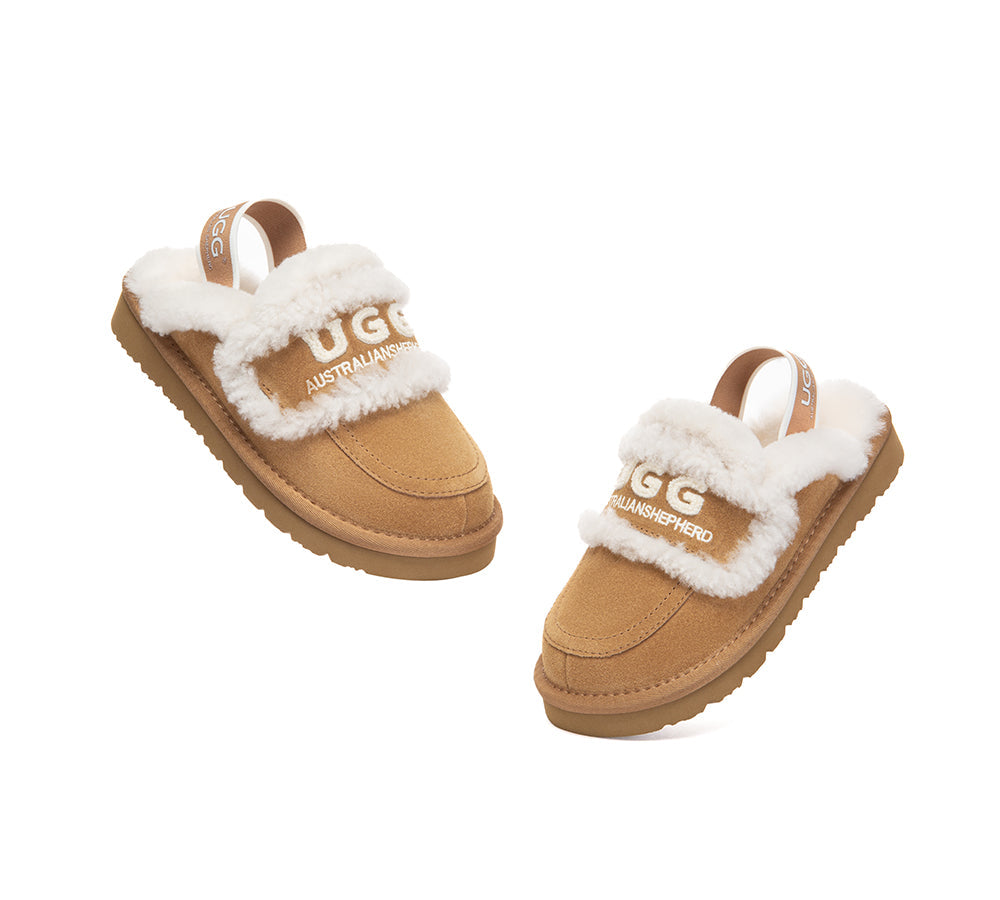 UGG Slippers Kids Sheepskin Wool Slingback Rilee
