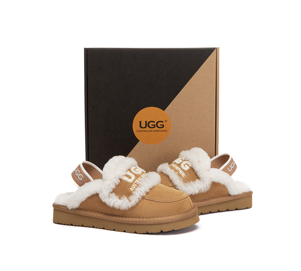 UGG Slippers Kids Sheepskin Wool Slingback Rilee