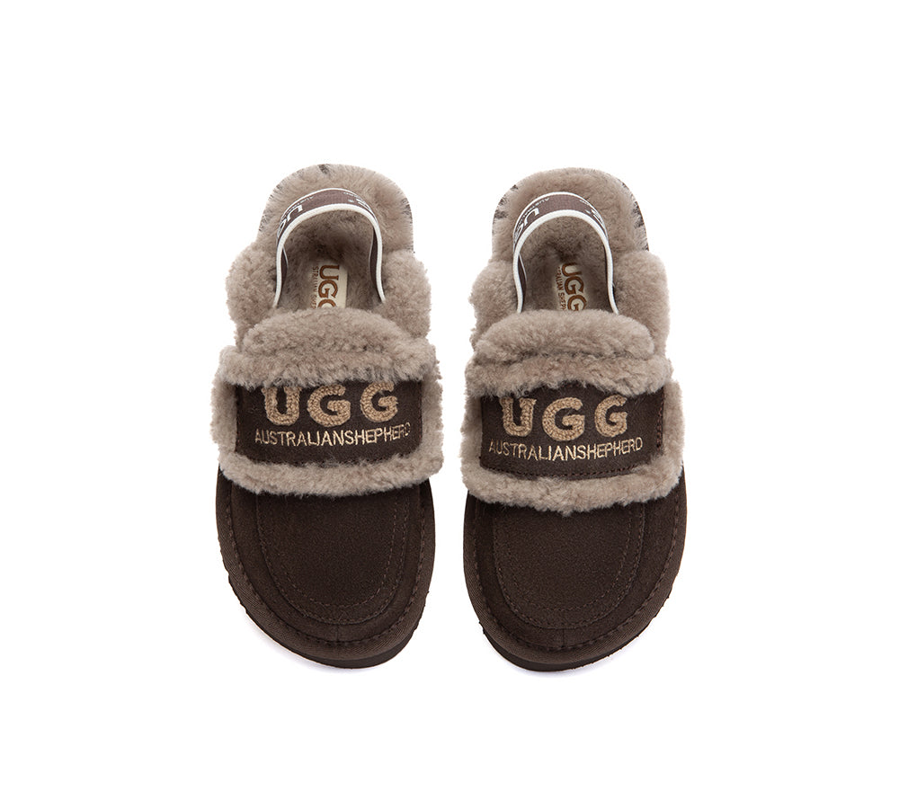 UGG Slippers Kids Sheepskin Wool Slingback Rilee