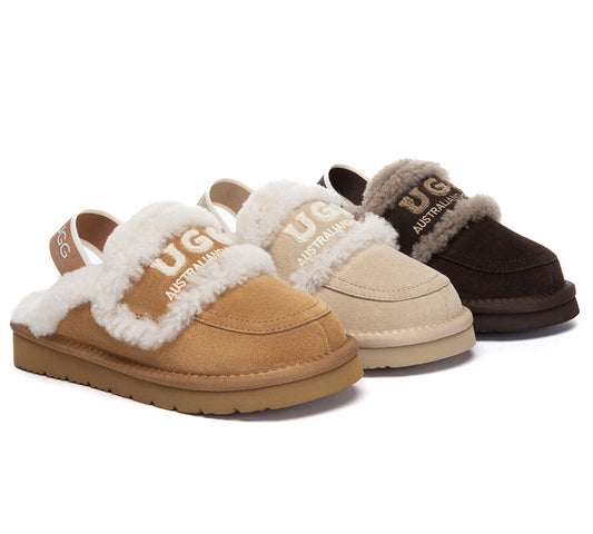 UGG Slippers Kids Sheepskin Wool Slingback Rilee