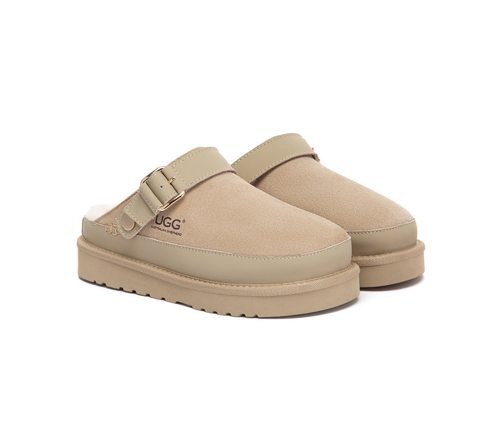 UGG Slippers Sheepskin Wool Slingback Platform Norven